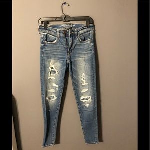 American eagle super stretch ripped jeans